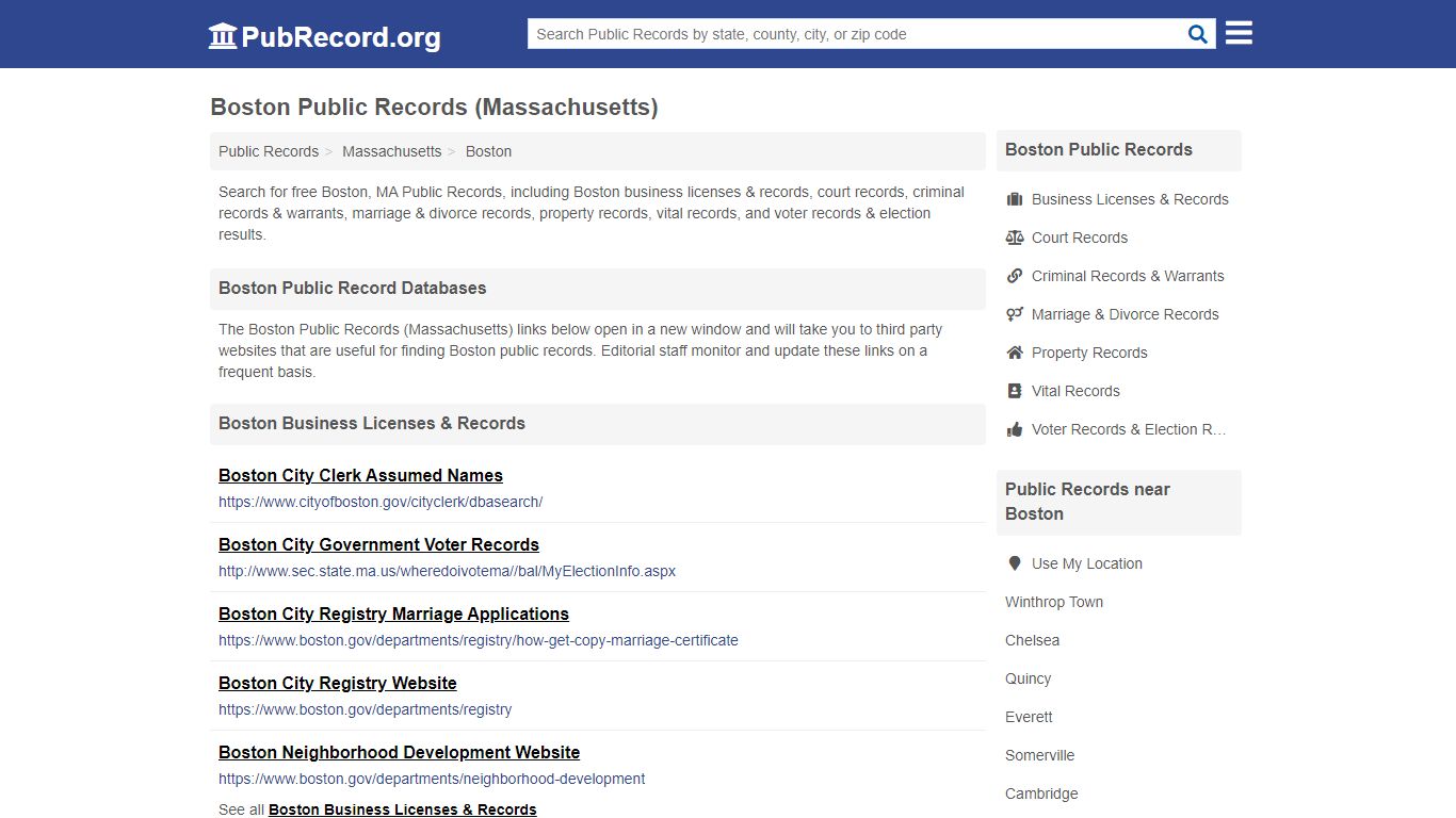 Free Boston Public Records (Massachusetts Public Records) - PubRecord.org