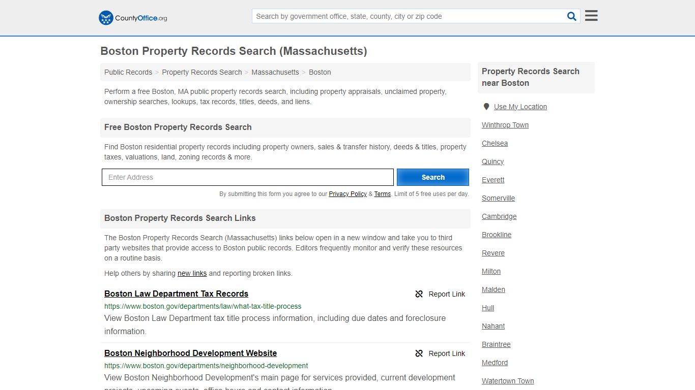 Boston Property Records Search (Massachusetts) - County Office